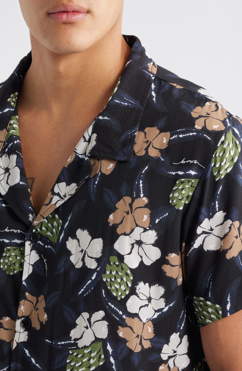 BOSS Beach Camp Shirt, Alternate, color, Black