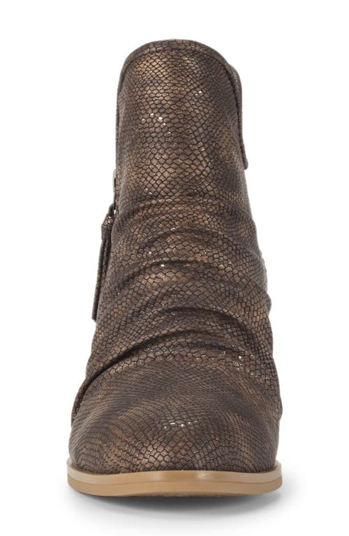 Baretraps Serentiy Snakeskin Scrunch Block Heel Bootie In Brown
