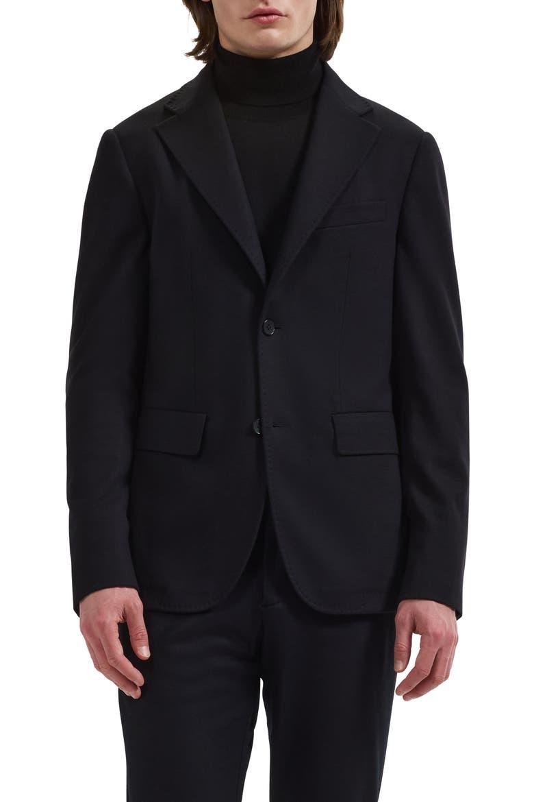 Two Button Wool Blend Blazer, Main, color, BLACK