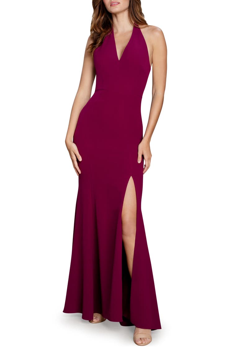 Shiloh Halter Trumpet Gown, Main, color, DARK MAGENTA