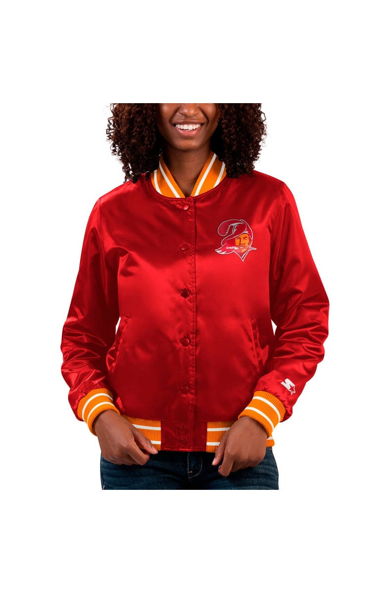 STARTER Women's Starter Red Tampa Bay Buccaneers Full Count Satin Full-Snap Varsity Jacket, Main, color, Red
