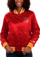 STARTER Women's Starter Red Tampa Bay Buccaneers Full Count Satin Full-Snap Varsity Jacket