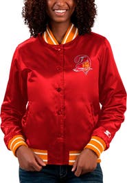 STARTER Women's Starter Red Tampa Bay Buccaneers Full Count Satin Full-Snap Varsity Jacket