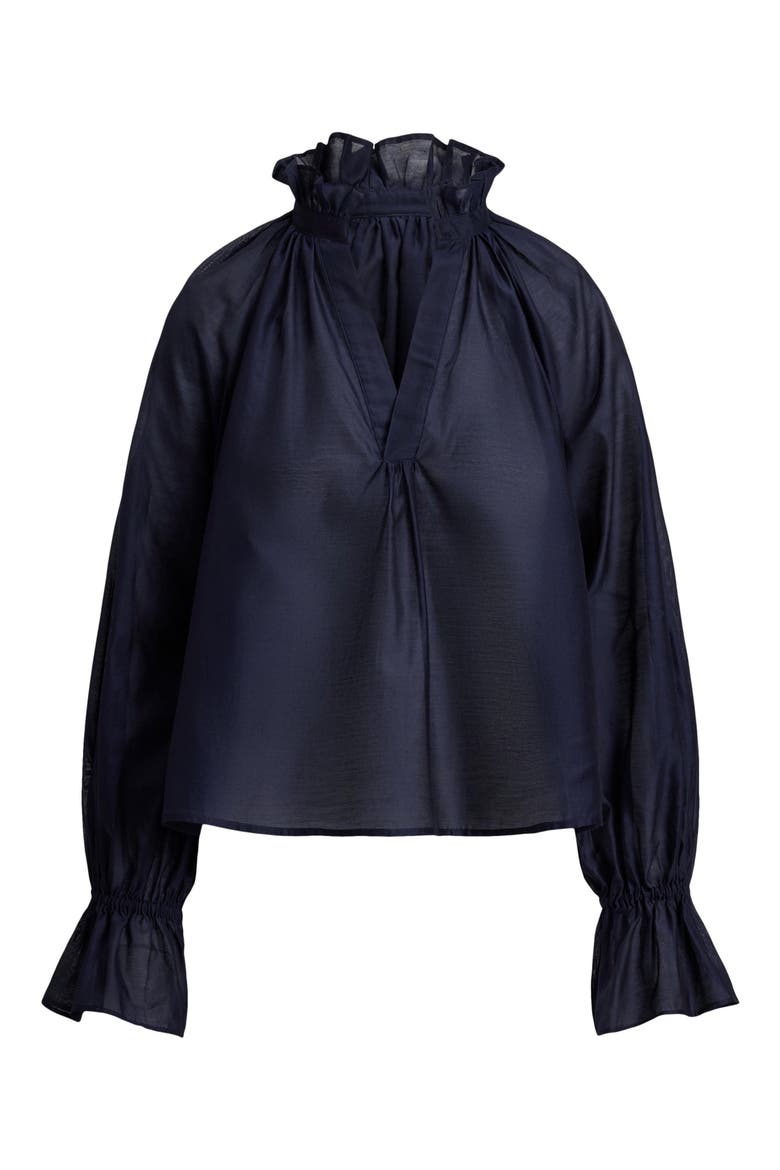 Cotton & Silk Organdy Shirt, Alternate, color, HUNTER NAVY