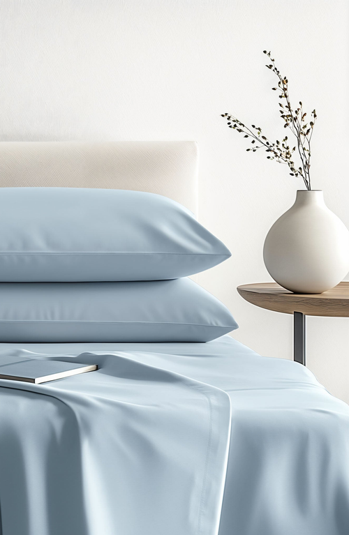 Italic Luxe Australian Sateen Sheet Set In Pale Blue