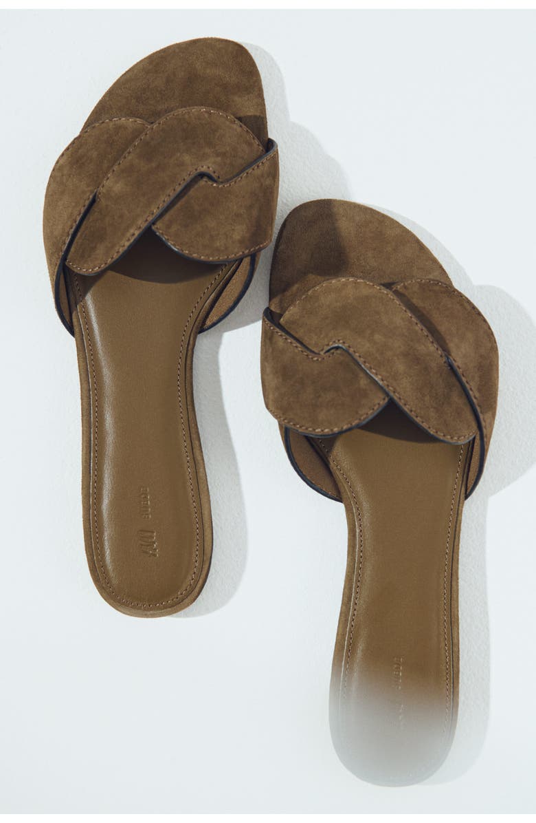 H&M Leather Sandals, Alternate, color, Dark Khaki Green