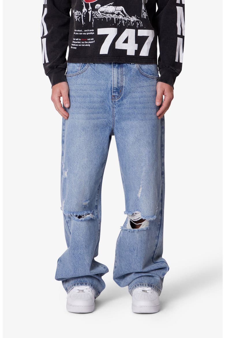 Blowout Baggy Ripped Wide Leg Jeans, Main, color, WASHED VINTAGE BLUE