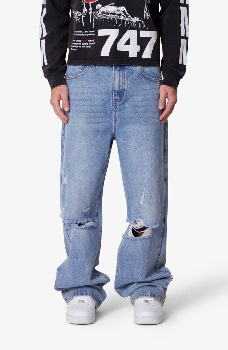 mnml Blowout Baggy Ripped Wide Leg Jeans, Main, color, 