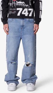 mnml Blowout Baggy Ripped Wide Leg Jeans