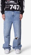 mnml Blowout Baggy Ripped Wide Leg Jeans