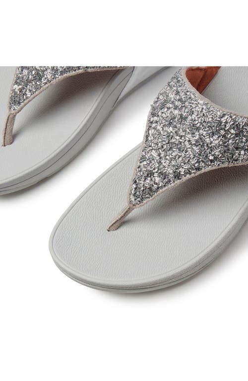 Fitflop Lulu Bead Embellished Wedge Sandal In Silver