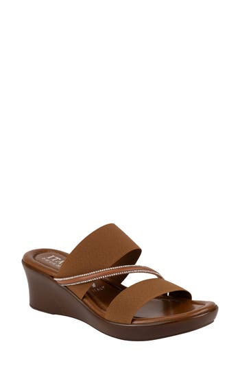 Italian Shoemakers Xanthe Wedge Sandal In Tan