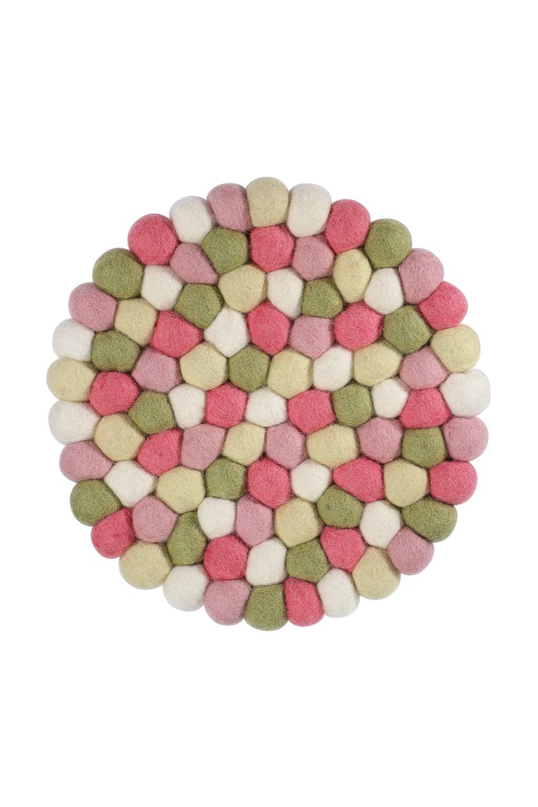Fair Trade Virgin Sheep Wool Trivet, Handcrafted in Nepal, 8.5-Inch Round, Main, color, Orange