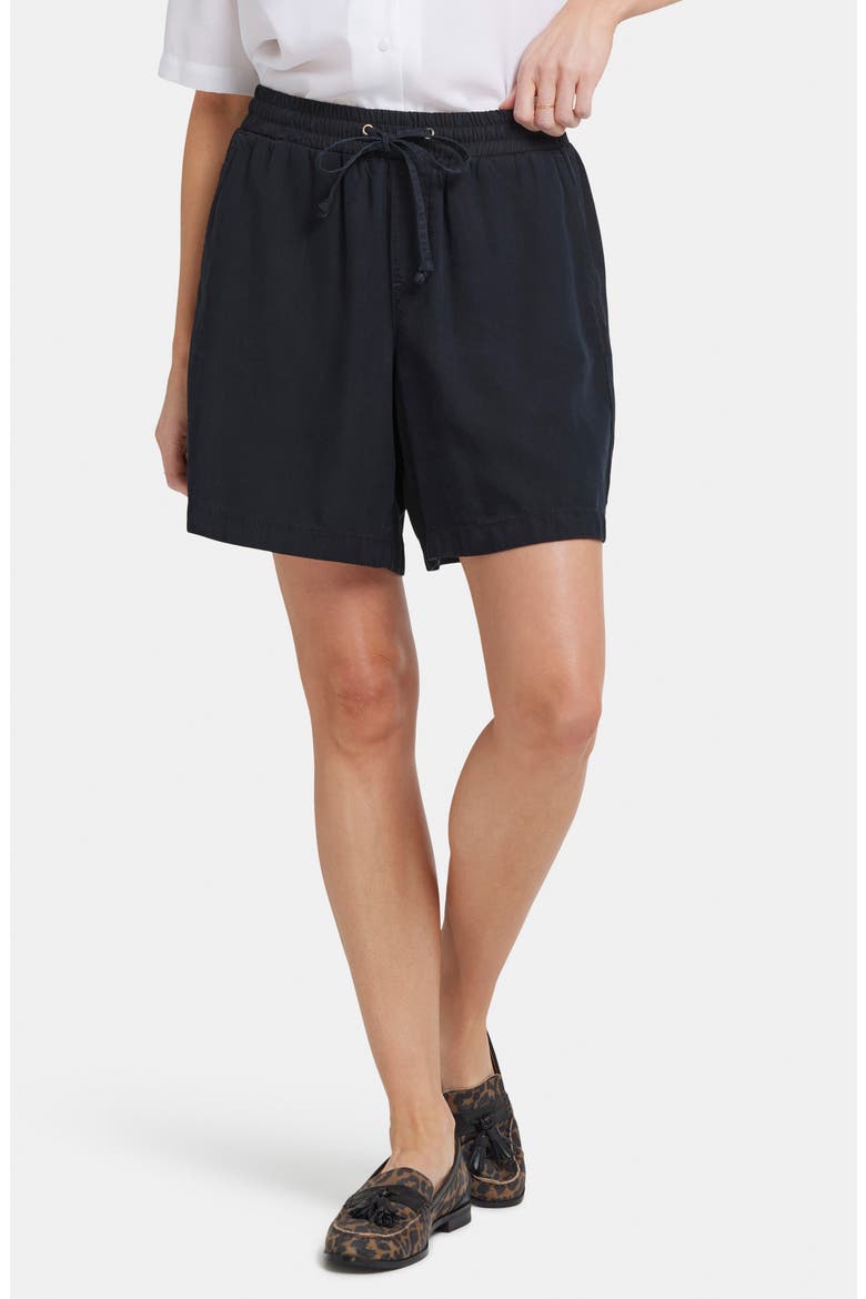 Jayne Denim Ankle Wide Leg Drawstring Shorts, Main, color, OVERDYE BLACK