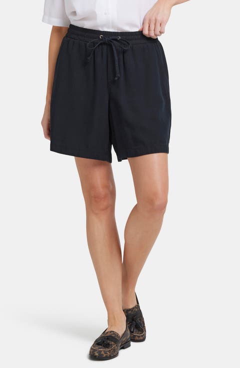 Jayne Denim Ankle Wide Leg Drawstring Shorts