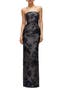 Metallic Floral Jacquard Strapless Sheath Gown