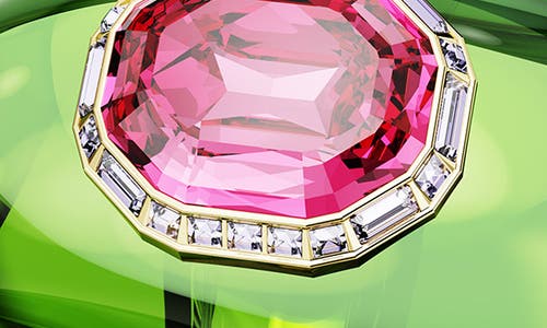 Swarovski Dulcis Octagon Cut Pave Gold-tone Plated Cuff Bracelet Set In Green