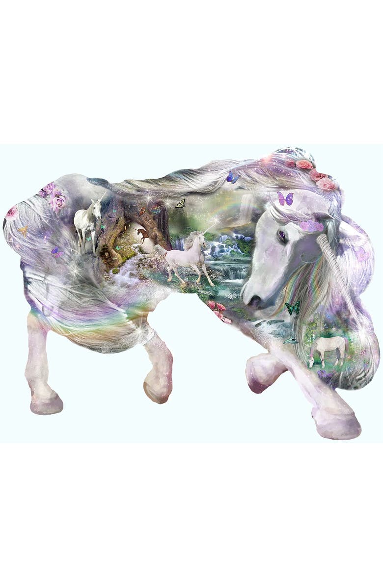 Sunsout Fantasy Unicorn 850 piece Jigsaw Puzzle for Adults Special Shape, Alternate, color, Multicolor