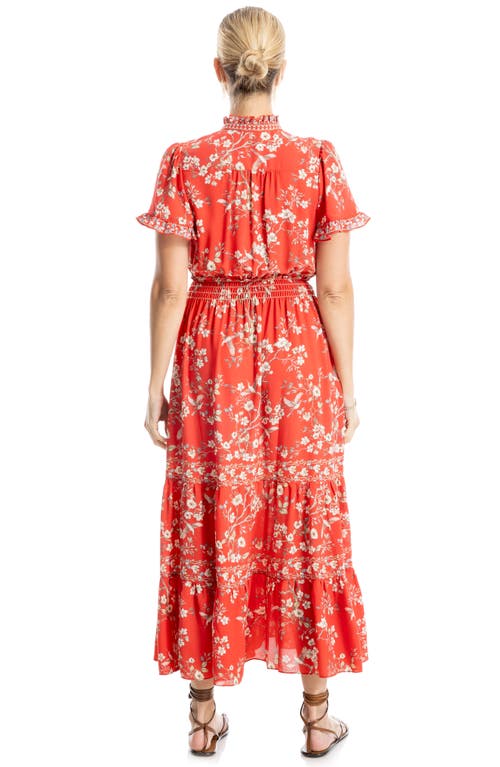 Max Studio Floral Tiered Maxi Dress In Bkd Apple Crn Blossom