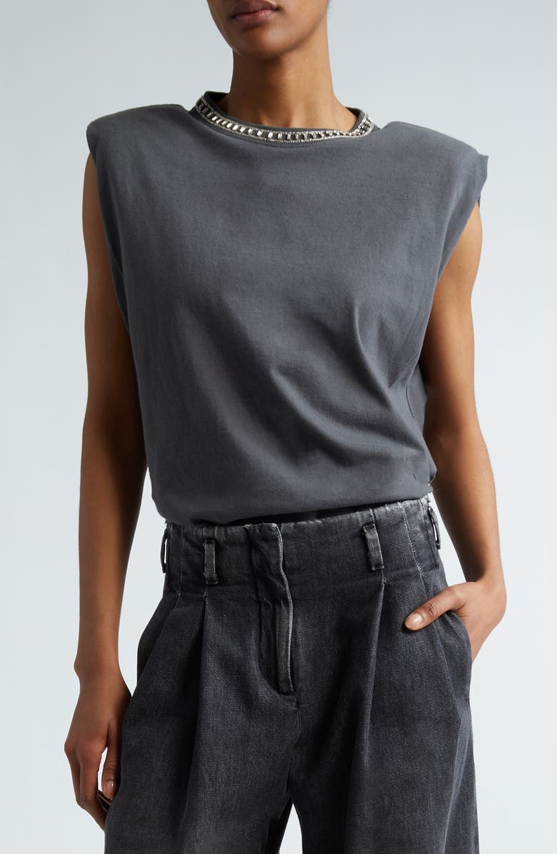 Golden Goose Journey Crystal Embellished Sleeveless Top, Main, color, 