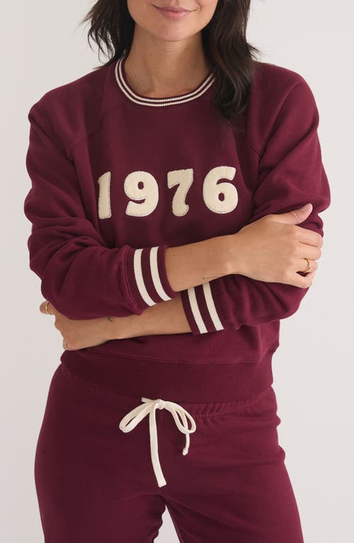Marine Layer Anytime 1976 Appliqué Sweatshirt In Burgundy