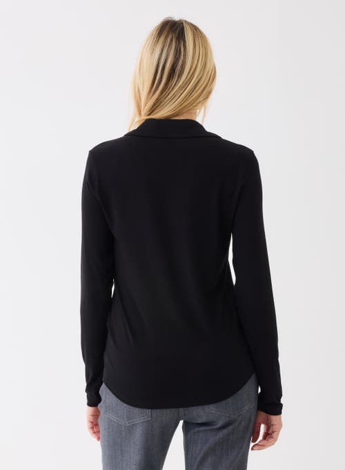 Majestic Filatures Soft Touch Long Sleeve Pocket Shirt In Black