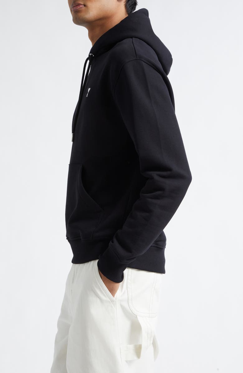 AMI PARIS Embroidered Ami de Coeur French Terry Hoodie, Alternate, color, Noir/ Blanc Creme