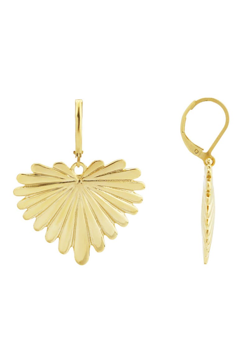 Feathered Heart Drop Earrings, Main, color, GOLD