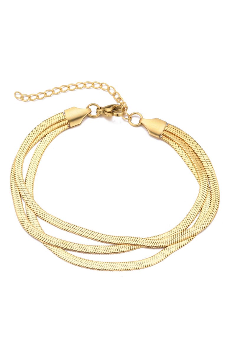 Adornia Herringbone Chain Bracelet, Main, color, Gold