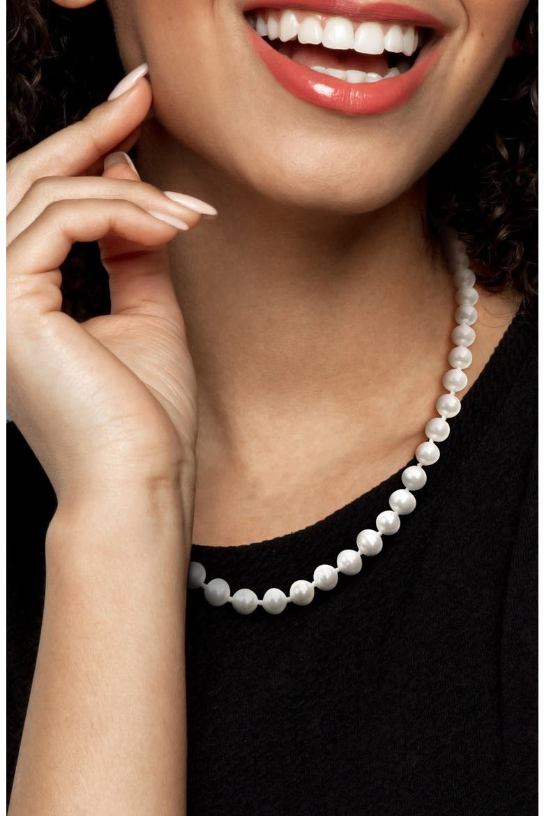 Cultured Pearl Collar Necklace, Alternate, color, WHITE