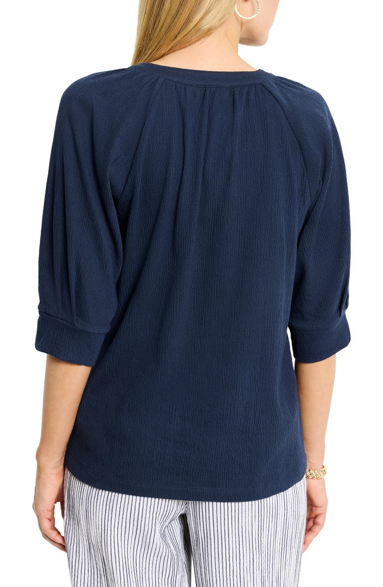 NIC+ZOE Elbow Sleeve Split Neck Top, Alternate, color, Dark Indigo