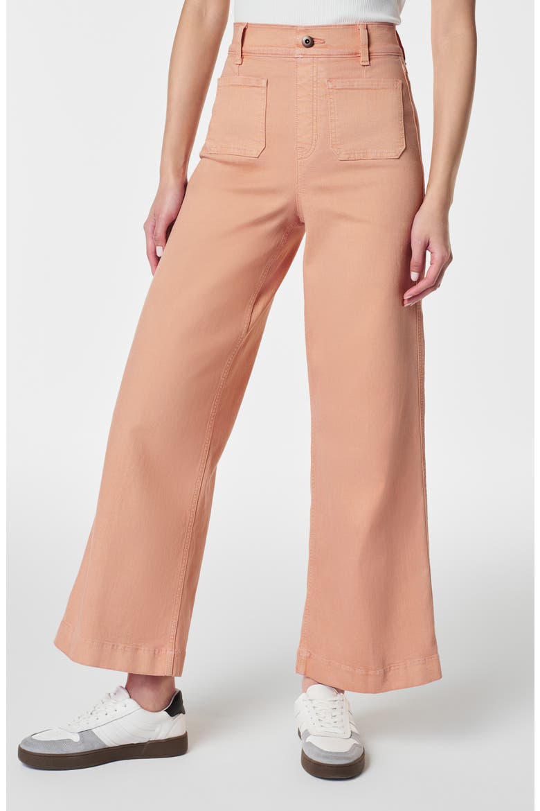 Garment Dyed Patch Pocket Crop Wide Leg Pants, Main, color, PALE ROSE