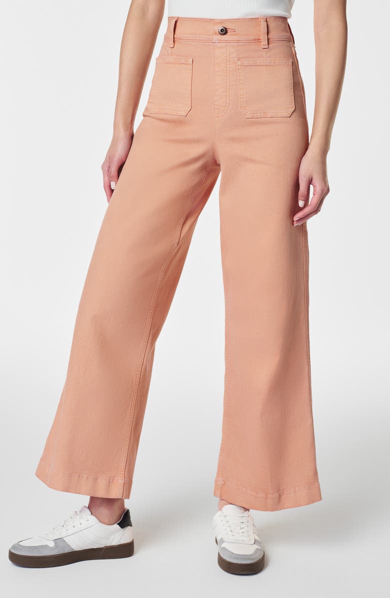 SPANX<sup>®</sup> Garment Dyed Patch Pocket Crop Wide Leg Pants, Main, color, Pale Rose