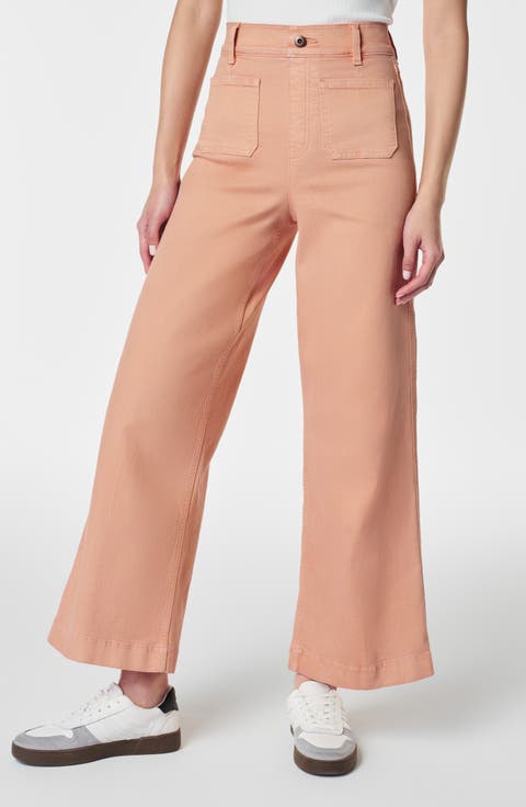 Garment Dyed Patch Pocket Crop Wide Leg Pants (Plus)