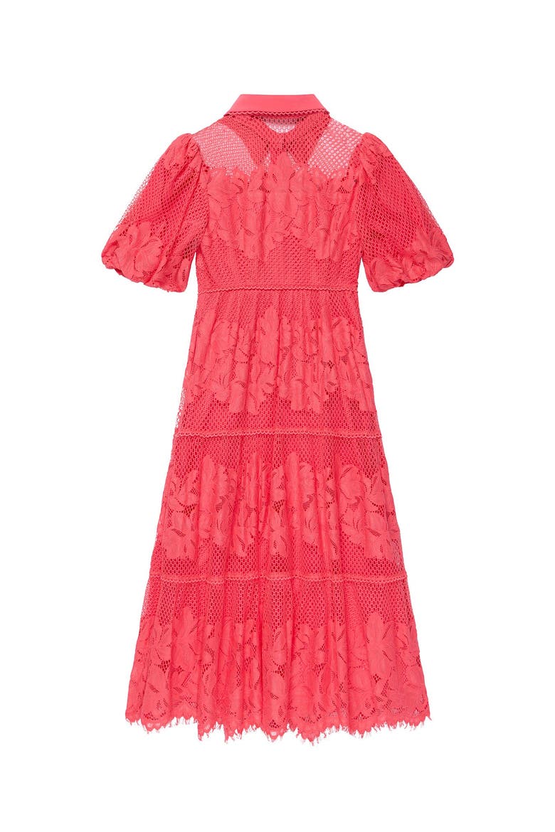 Lace Midi Shirt Dress, Alternate, color, Hot Pink