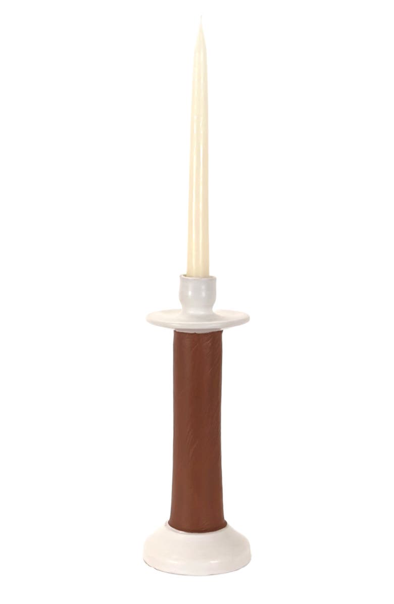 Alcantara Frederic Leather Wrapped Candle Holder, Alternate, color, White