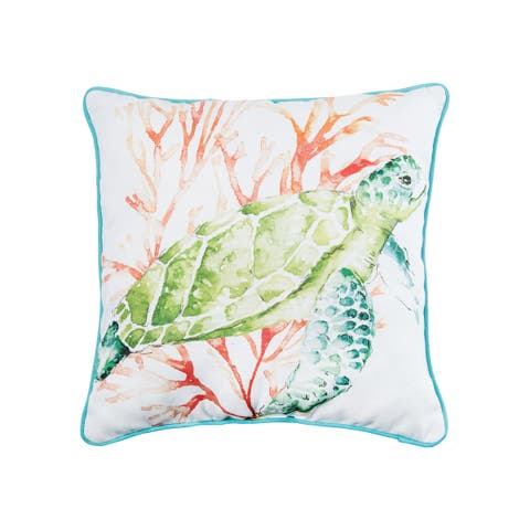 Colorful Sea Turtle Printed Accent Pillow
