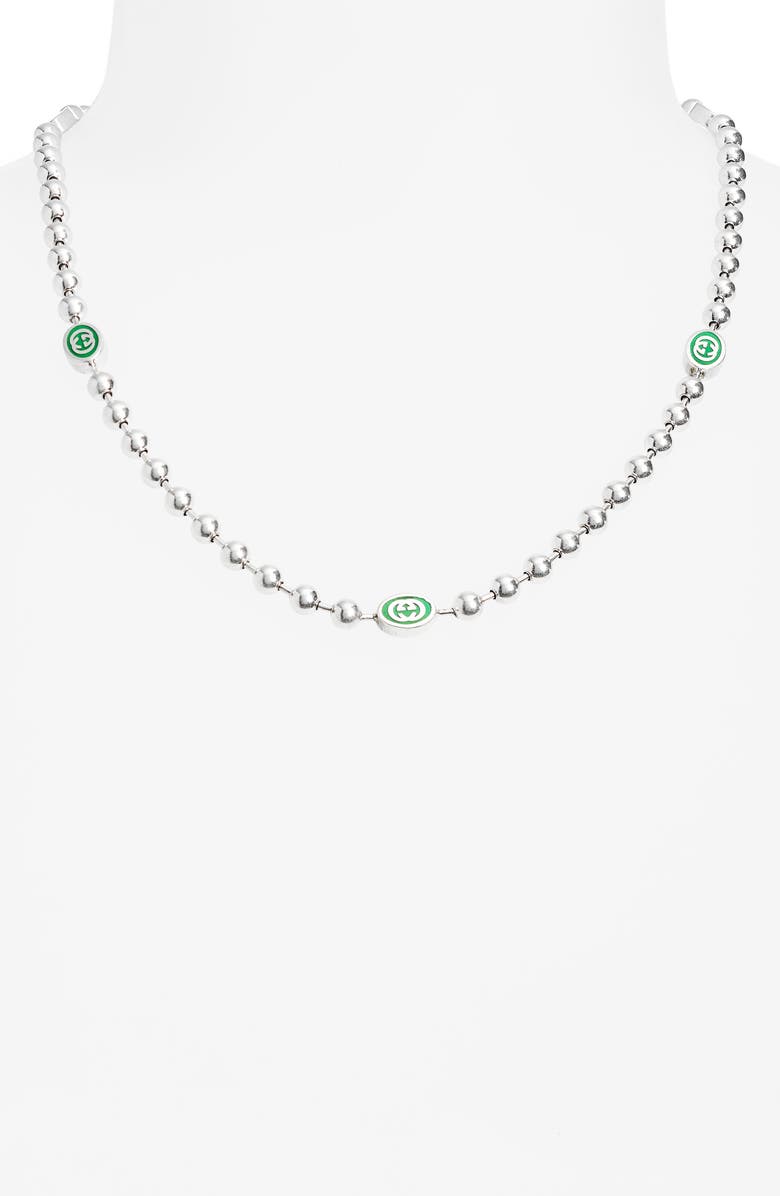 Gucci Interlocking G Station Necklace, Alternate, color, Sterling Silver