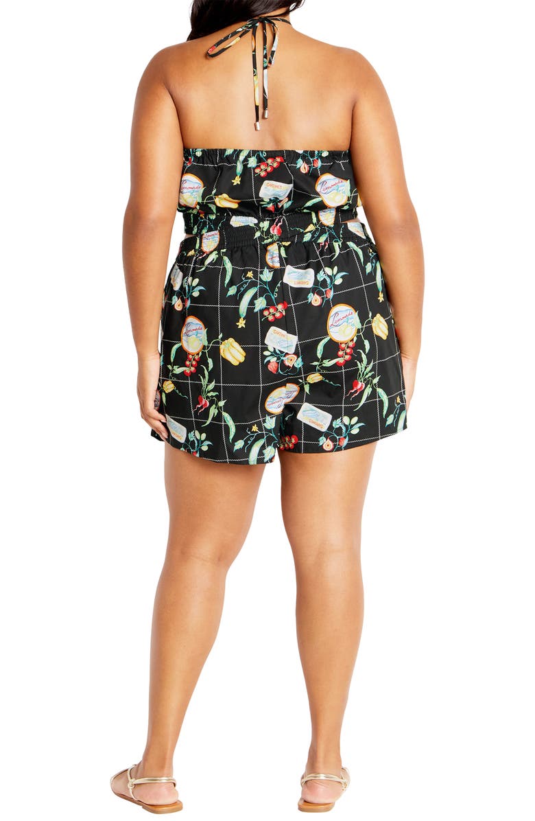 City Chic Almay Halter Romper, Alternate, color, Picnic