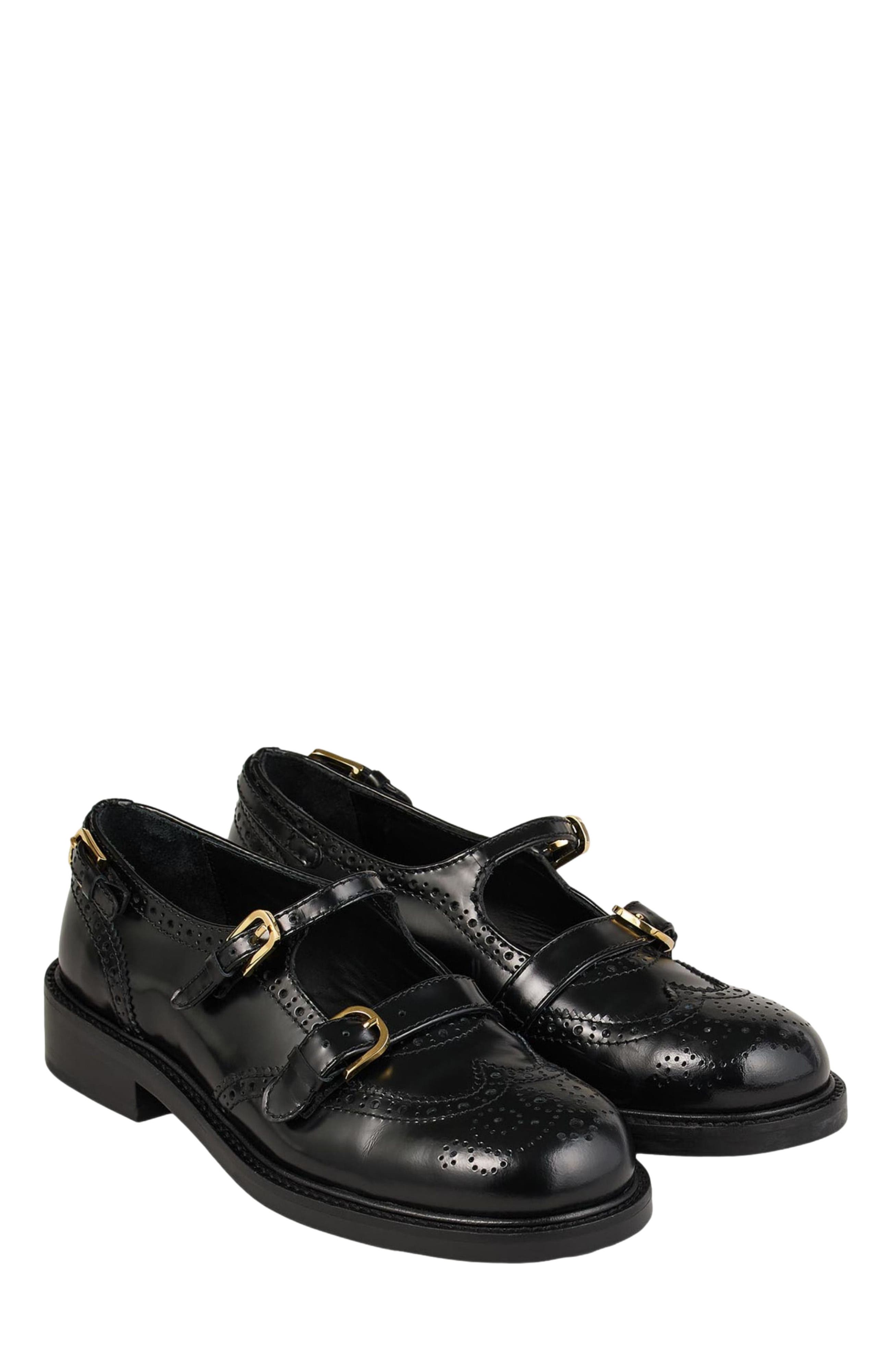 SANDRO Multi-Buckle Mary Jane loafers, Alternate, color, Black