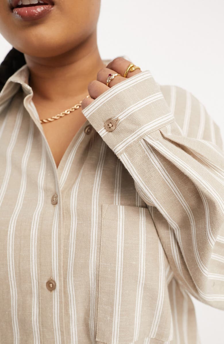 ASOS DESIGN Curve Stripe Boxy Button-Up Shirt, Alternate, color,