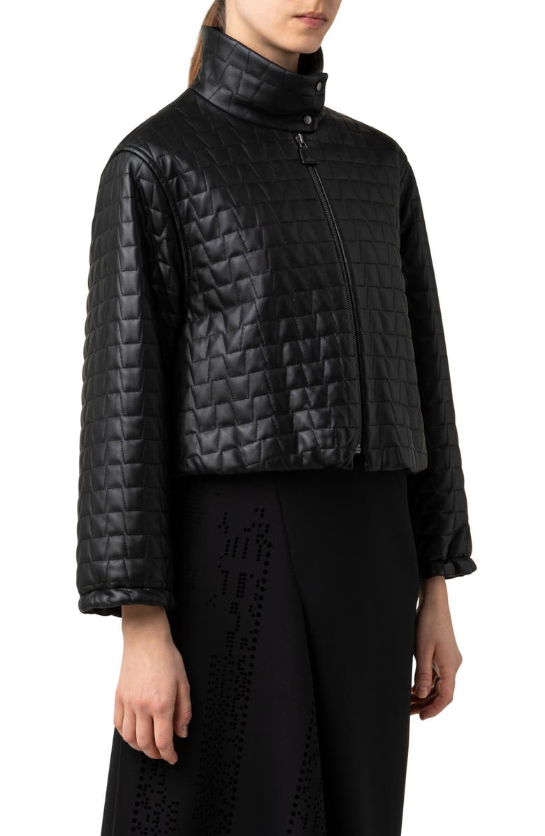 Akris Erzah Trapezoid Quilted Nappa Leather Crop Jacket, Alternate, color, 