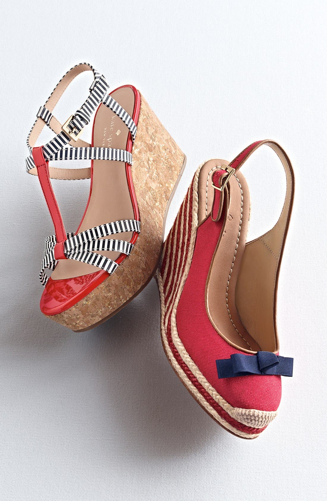 'tropez' wedge platform sandal, Alternate, color, NAVY CREAM STRIPE/ MARASCHINO