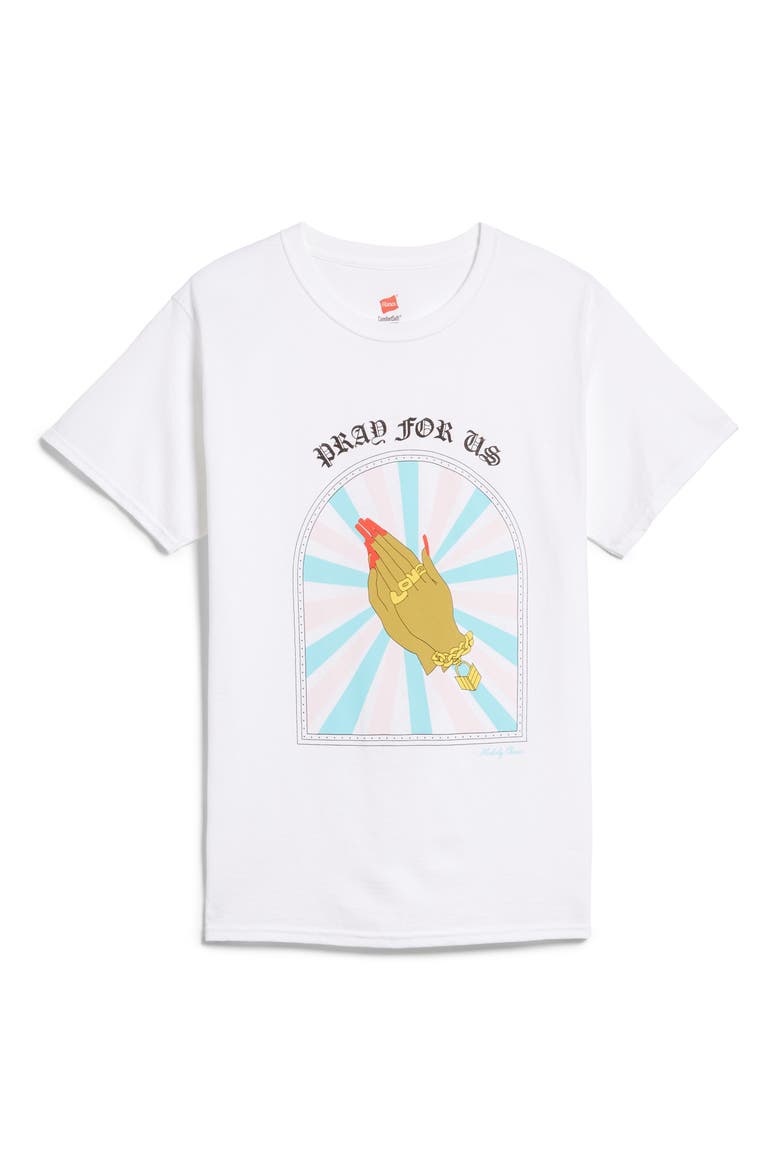 Melody Ehsani Pray for Us Tee, Main, color, WHITE