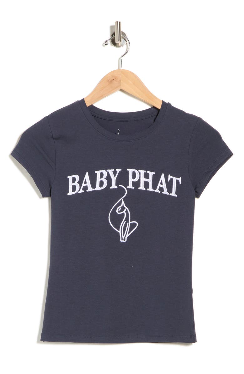 Baby Phat Logo Embroidered Baby Tee, Main, color, Navy