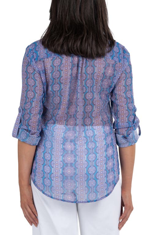 Kut From The Kloth Jasmine Chiffon Button-up Shirt In Albi Stripe Cornflower Lilac