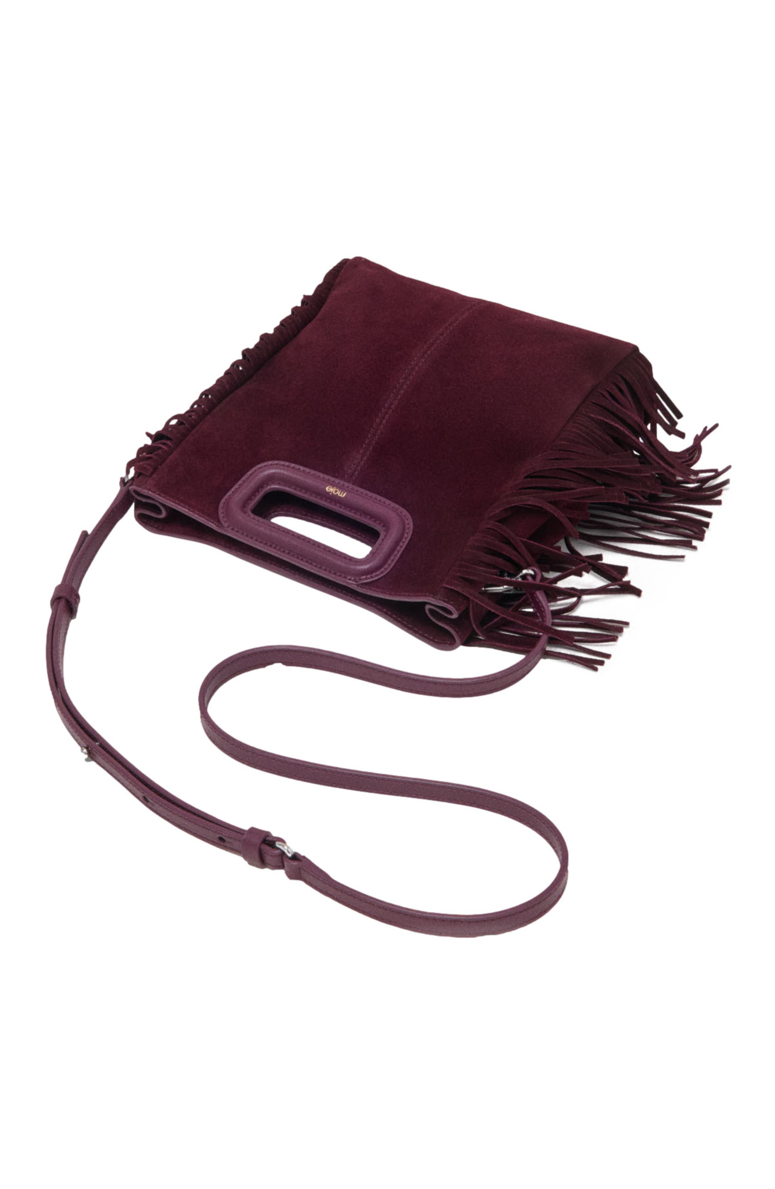 Suede M bag, Alternate, color, Eggplant