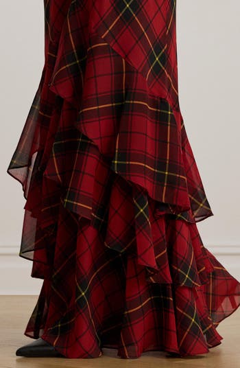 Plaid Ruffle Detail Gown
