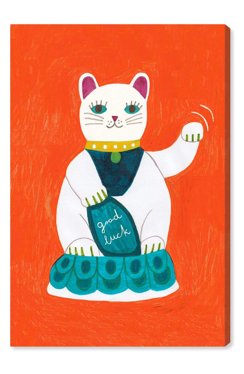 Wynwood Studio Lucky Cat Canvas Wall Decor, Main, color,