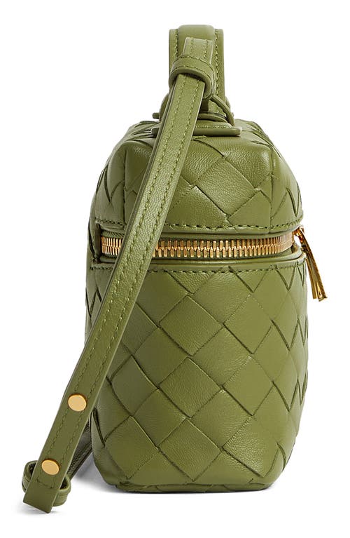 Bottega Veneta Intrecciato Leather Convertible Vanity Case In Matcha-gold